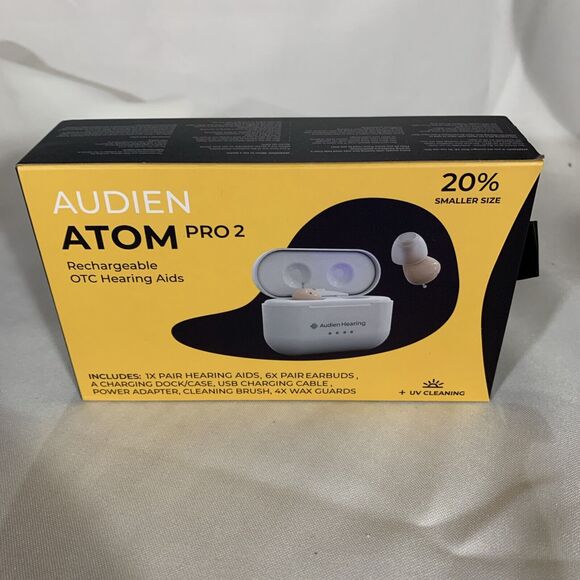 Audien Atom Pro 2 Rechargeable OTC Hearing Aids, New In Box Original Packing - Picture 4 of 5